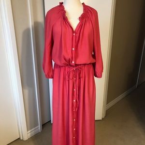 Gap Coral Maxi Dress, 3/4 Sleeves, Size Medium